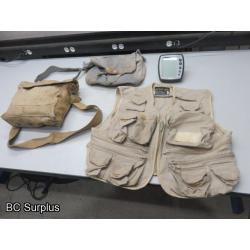 Q-86: Fishing Supplies; Vest; Fish Finder – 1 Lot