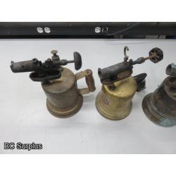 Q-69: Vintage Brass Blow Torches – 3 Items