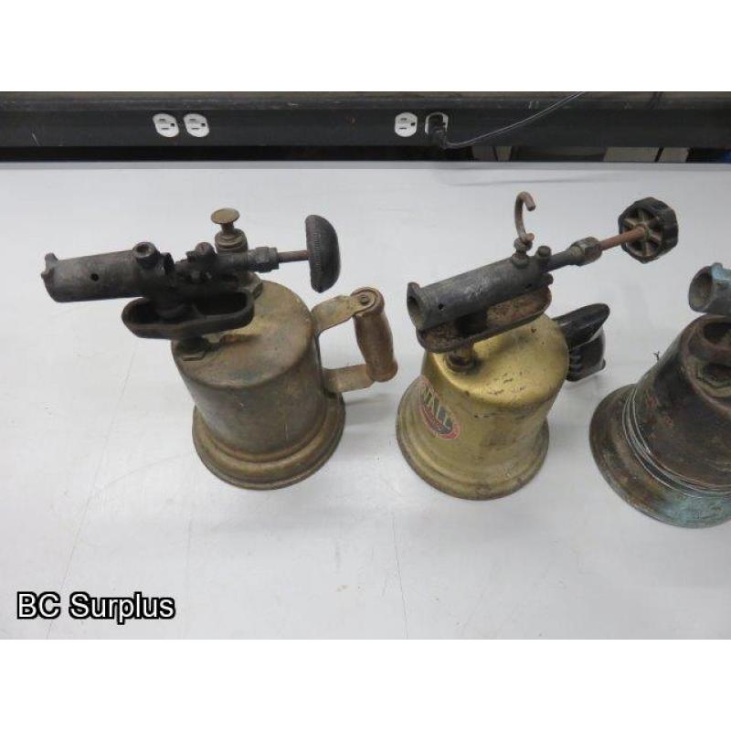 Q-69: Vintage Brass Blow Torches – 3 Items