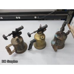 Q-69: Vintage Brass Blow Torches – 3 Items