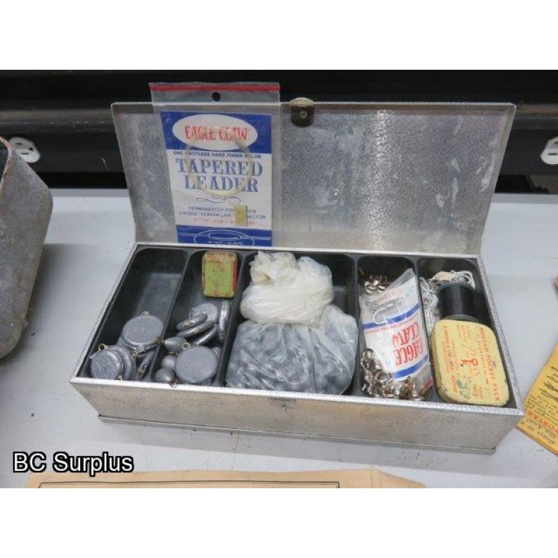 Q-89: Metal Fishing Tackle Boxes & Contents – 2 Items