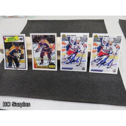 Q-13: Autographed Bernie Nicholls Hockey Cards – 4 Items