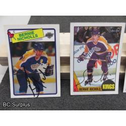 Q-13: Autographed Bernie Nicholls Hockey Cards – 4 Items