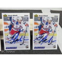 Q-13: Autographed Bernie Nicholls Hockey Cards – 4 Items