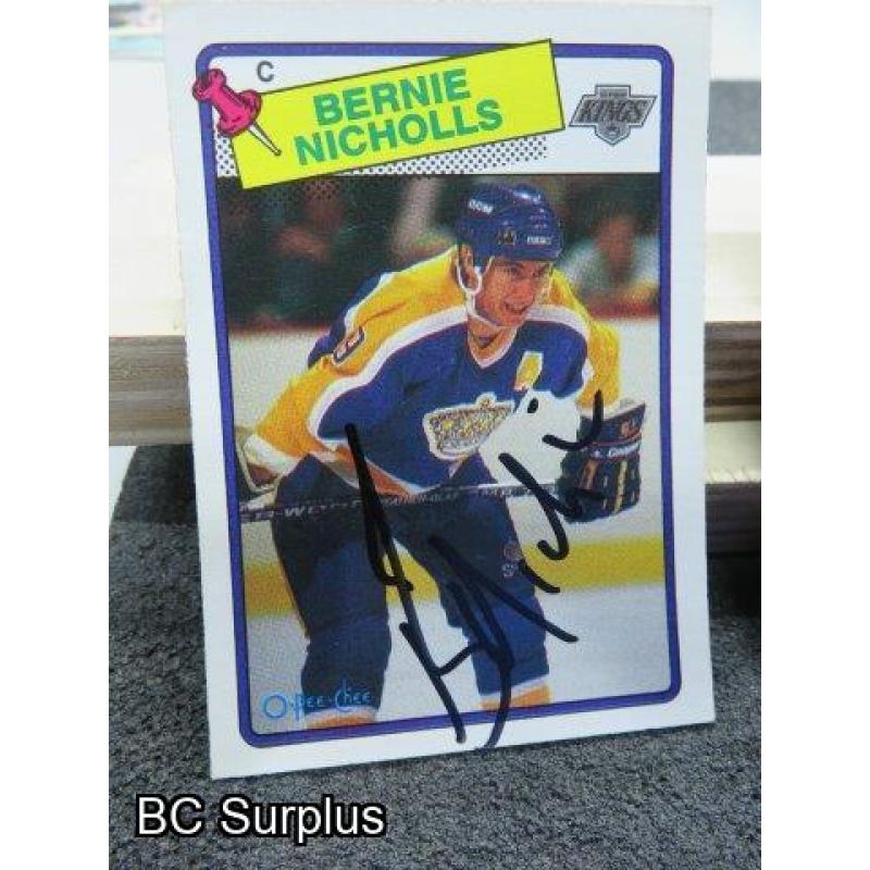 Q-13: Autographed Bernie Nicholls Hockey Cards – 4 Items