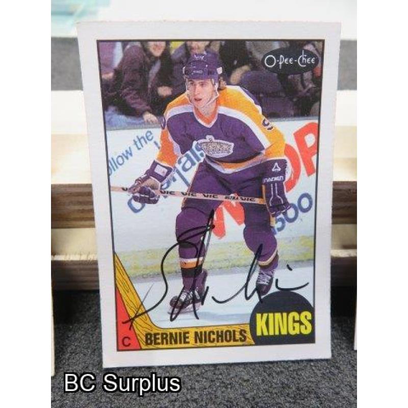 Q-13: Autographed Bernie Nicholls Hockey Cards – 4 Items