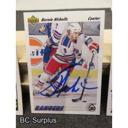 Q-13: Autographed Bernie Nicholls Hockey Cards – 4 Items