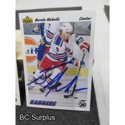 Q-13: Autographed Bernie Nicholls Hockey Cards – 4 Items