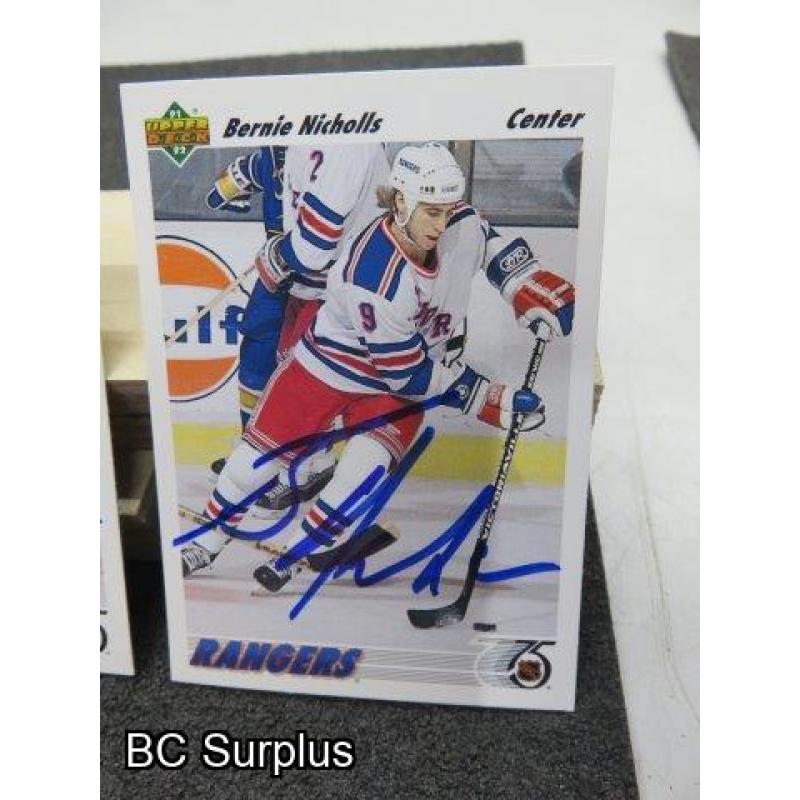 Q-13: Autographed Bernie Nicholls Hockey Cards – 4 Items