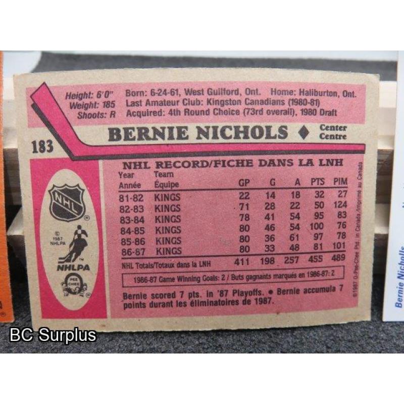 Q-13: Autographed Bernie Nicholls Hockey Cards – 4 Items