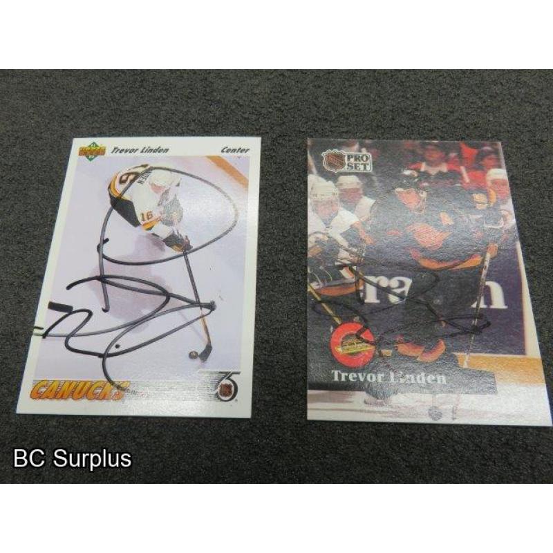 Q-2: Autographed Trevor Linden Hockey Cards – 1991 – 2 Items