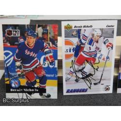 Q-14: Autographed Bernie Nicholls Hockey Cards – 4 Items