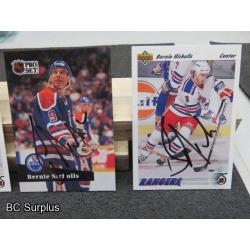 Q-14: Autographed Bernie Nicholls Hockey Cards – 4 Items