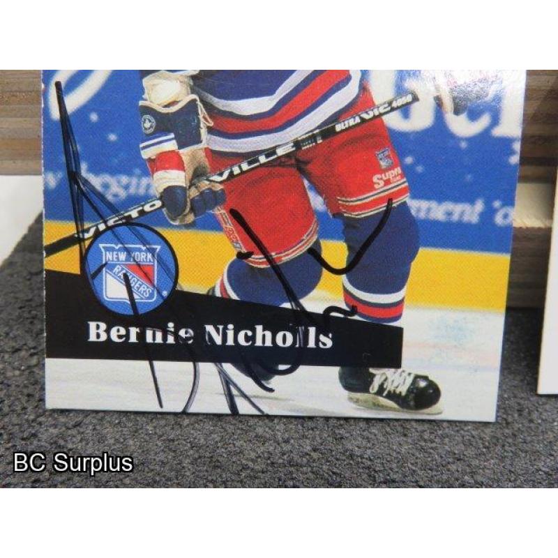 Q-14: Autographed Bernie Nicholls Hockey Cards – 4 Items