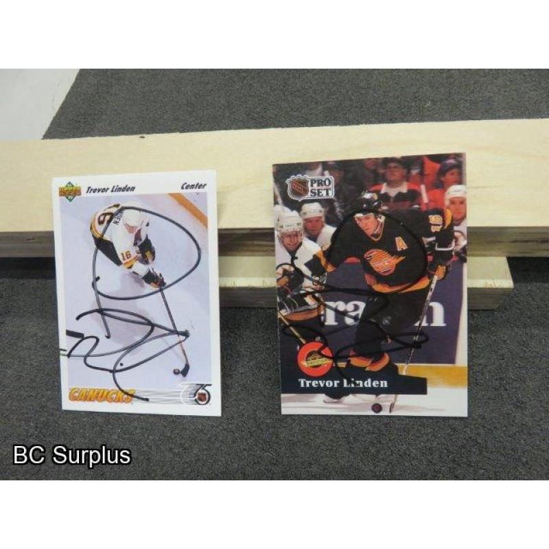 Q-2: Autographed Trevor Linden Hockey Cards – 1991 – 2 Items