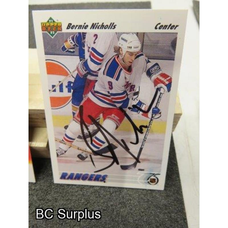 Q-14: Autographed Bernie Nicholls Hockey Cards – 4 Items