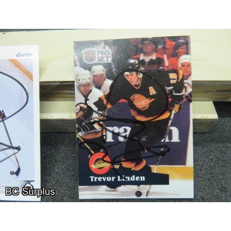 Q-2: Autographed Trevor Linden Hockey Cards – 1991 – 2 Items