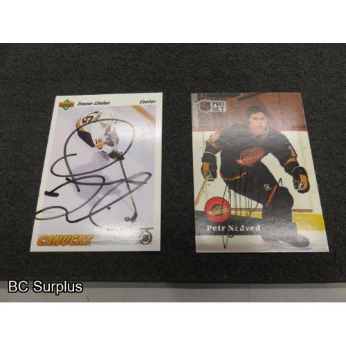 Q-1: Autographed Linden & Nedved Hockey Cards – 1991 – 2 Items