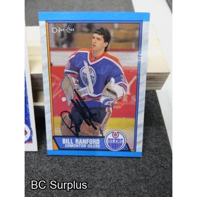 Q-6: Autographed Bill Ranford Hockey Cards – 3 Items