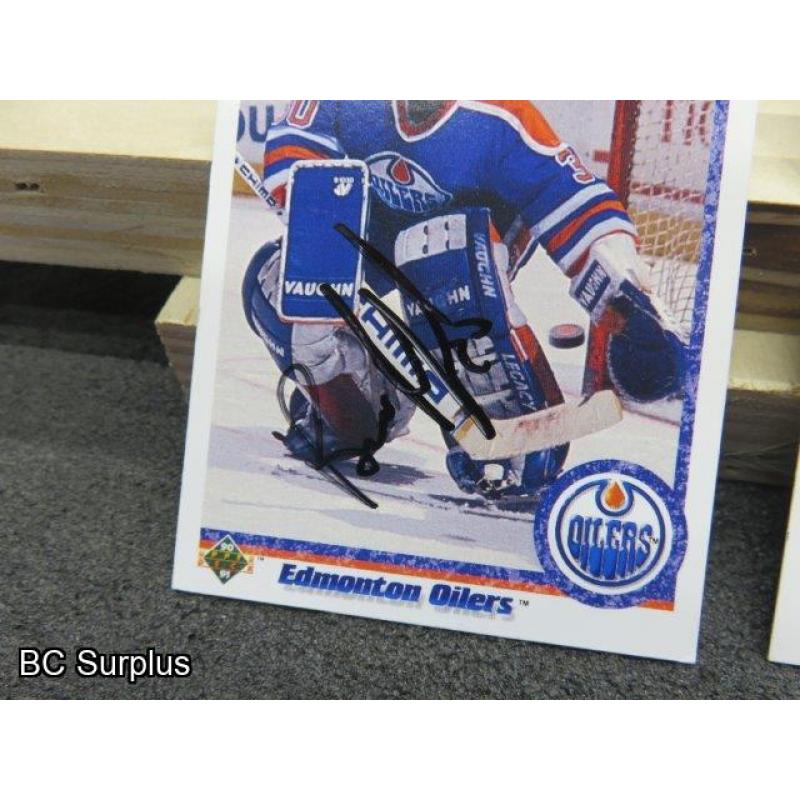 Q-6: Autographed Bill Ranford Hockey Cards – 3 Items