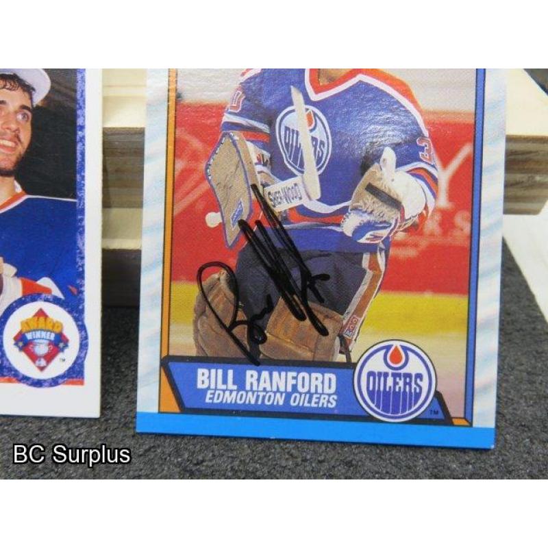 Q-6: Autographed Bill Ranford Hockey Cards – 3 Items