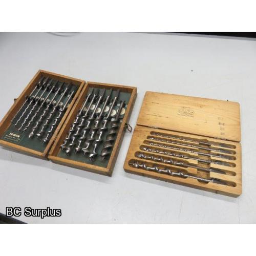 Q-130: Irwin & Cifall Wood Auger Drill Bits – 2 Sets – Vintage