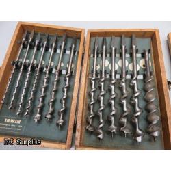 Q-130: Irwin & Cifall Wood Auger Drill Bits – 2 Sets – Vintage