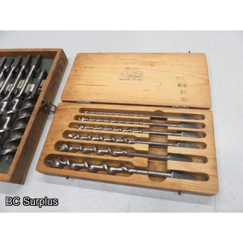 Q-130: Irwin & Cifall Wood Auger Drill Bits – 2 Sets – Vintage