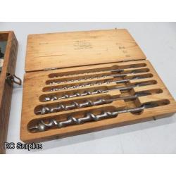 Q-130: Irwin & Cifall Wood Auger Drill Bits – 2 Sets – Vintage