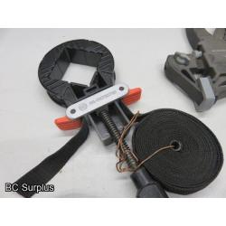 Q-157: Bar Clamps; Tape Measure; Strap Clamps – 1 Lot