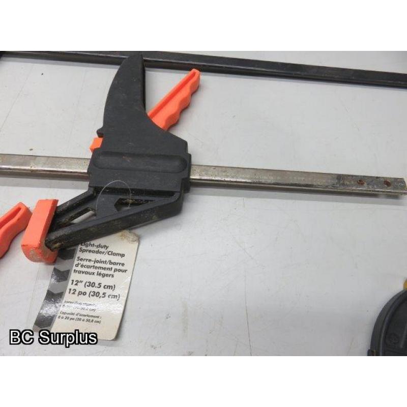 Q-157: Bar Clamps; Tape Measure; Strap Clamps – 1 Lot