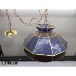 Q-163: Vintage Stained Glass Hanging Lamp – Red & Blue