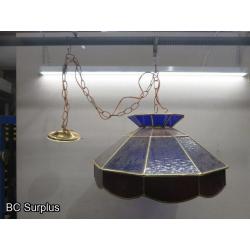 Q-163: Vintage Stained Glass Hanging Lamp – Red & Blue