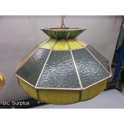 Q-164: Vintage Stained Glass Hanging Lamp – Yellow & Green