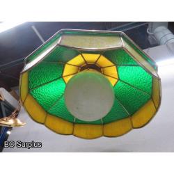 Q-164: Vintage Stained Glass Hanging Lamp – Yellow & Green