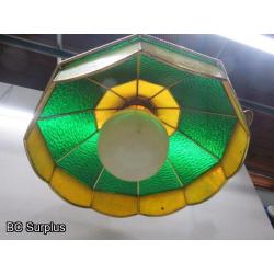 Q-165: Vintage Stained Glass Hanging Lamp – Yellow & Green