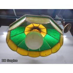 Q-165: Vintage Stained Glass Hanging Lamp – Yellow & Green