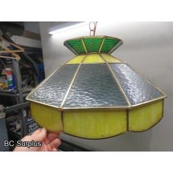 Q-165: Vintage Stained Glass Hanging Lamp – Yellow & Green