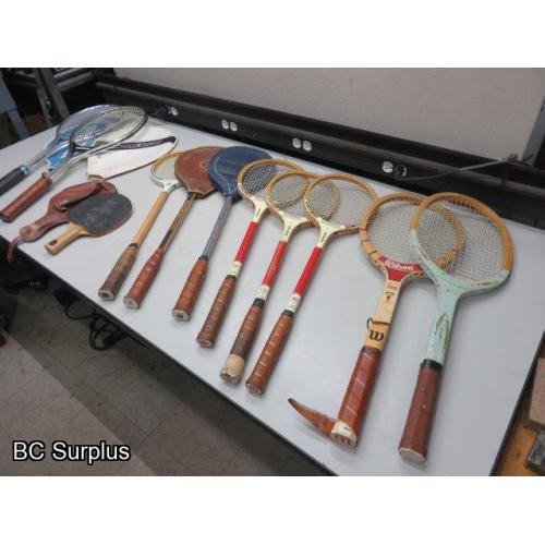 Q-184: Tennis; Badminton & Ping-Pong Rackets – 11 Items