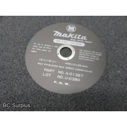 Q-287: Makita Abrasive Cut Off Wheels – 16 Inch – 2 Boxes