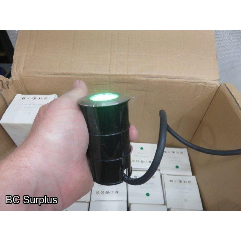 Q-349: Inground 12V LED Lights – Green – 27 Items