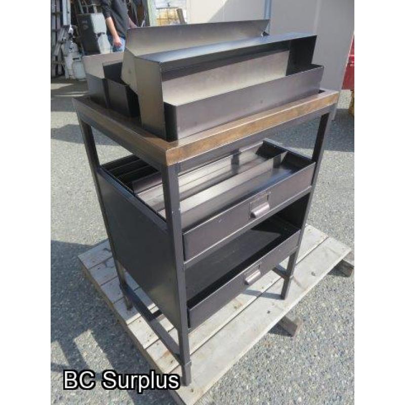 Q-413: Double-Sided Retail Display – 4 Drawer