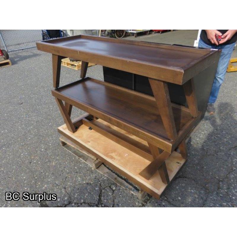 Q-417: Solid Wood Display Tables – 3 Items