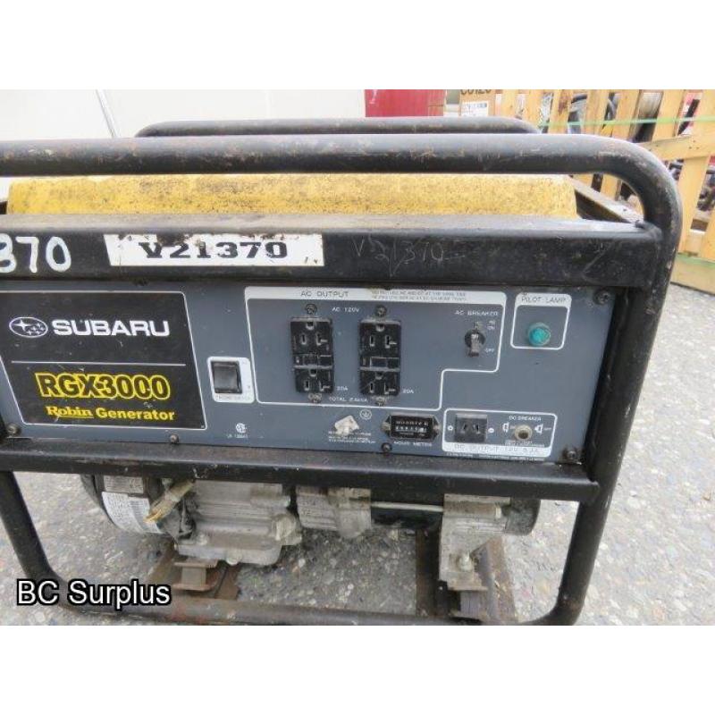 Q-439: Subaru RGX3000 Portable Generator – 71 Hrs