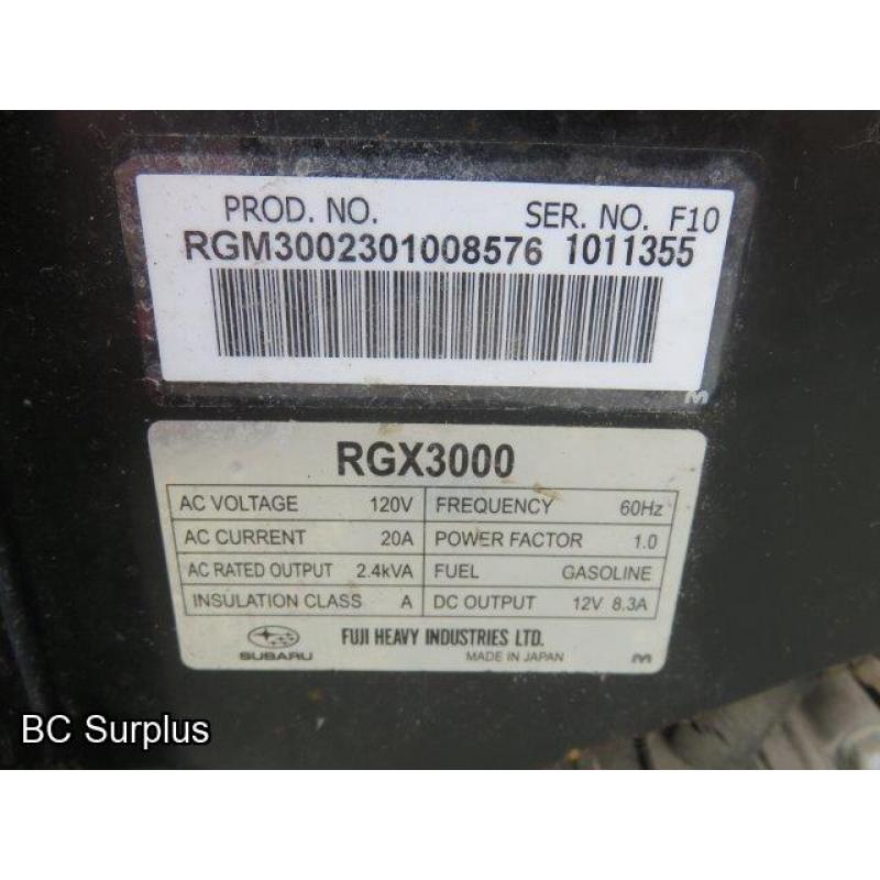 Q-440: Subaru RGX3000 Portable Generator – 23 Hrs