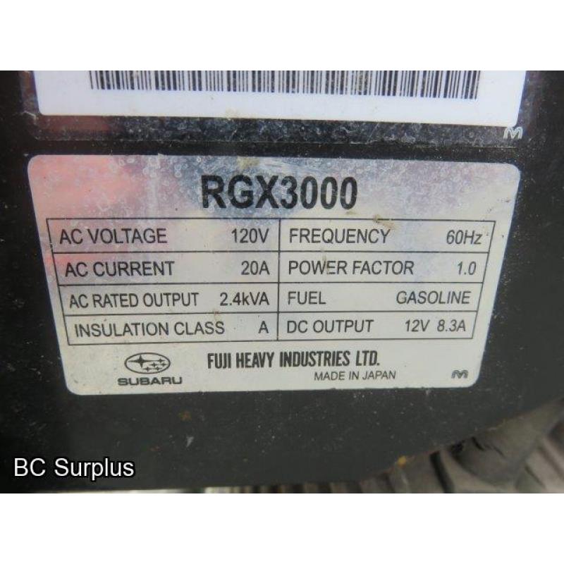 Q-440: Subaru RGX3000 Portable Generator – 23 Hrs