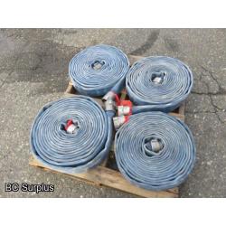 Q-454: Fire Hose – 2.5 Inch – 4 Used Lengths – 50 Ft Each – Blue