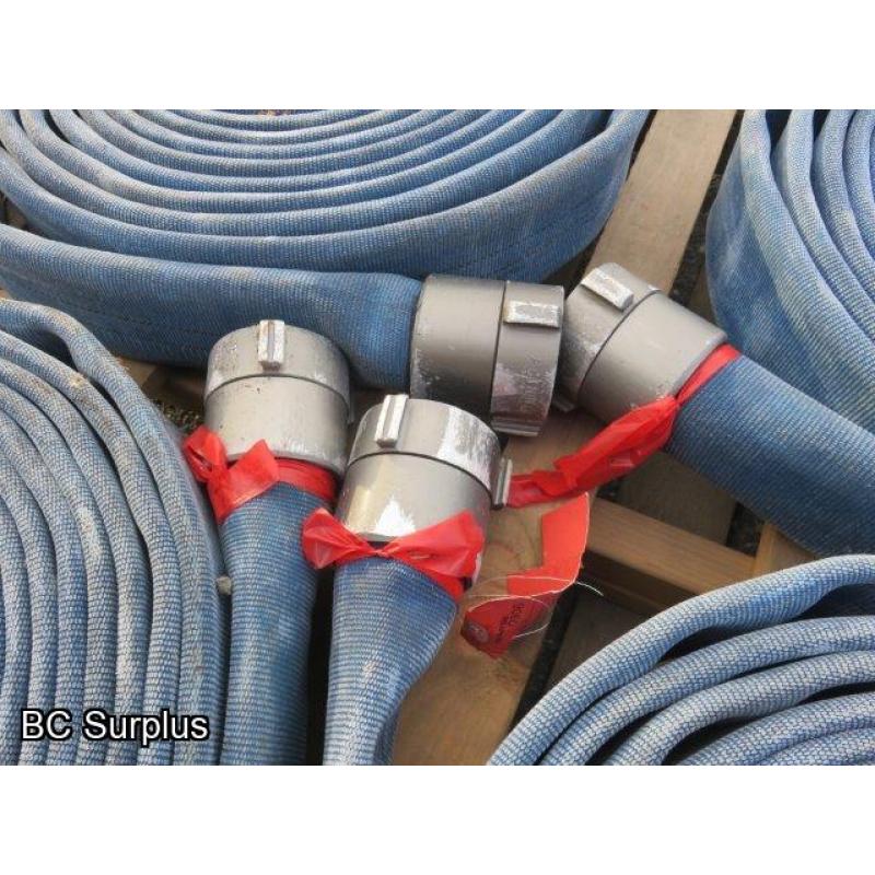 Q-455: Fire Hose – 2.5 Inch – 4 Used Lengths – 50 Ft Each – Blue