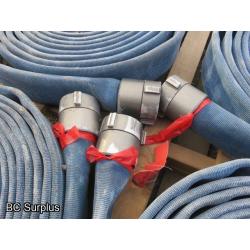 Q-454: Fire Hose – 2.5 Inch – 4 Used Lengths – 50 Ft Each – Blue