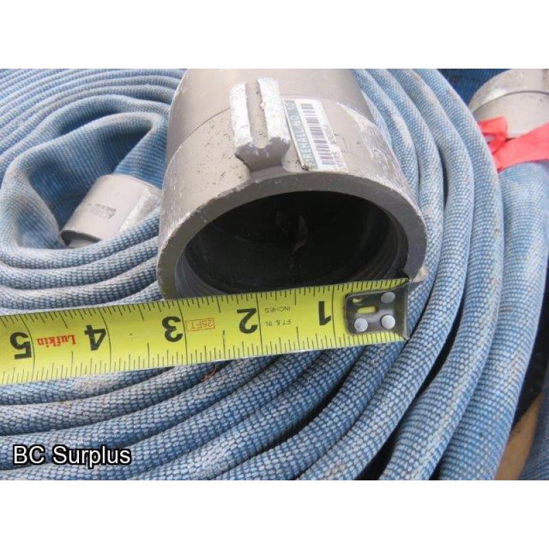 Q-455: Fire Hose – 2.5 Inch – 4 Used Lengths – 50 Ft Each – Blue